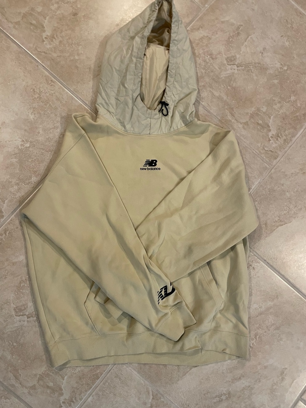New Balance Men's Light Cream Quilted-Hood Pullover Hoodie